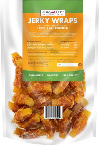 Vista 2 de Pur Luv - Golosinas para perros envueltas en batata dulce, sin piel cruda, hechas con pollo real, 16 Oz, saludables, fácilmente digeribles