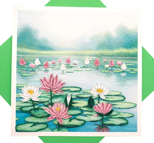 Vista 6 de Alone With the Lake, Quilling Card 3D - Unique Dedicated Handmade, Design Greeting Card for Birthday, Valentine's Day, Mothers Day, Spring, Fathers