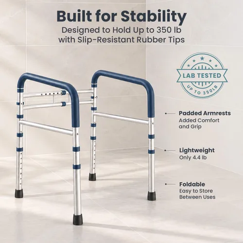 Vista 6 de PELEGON Barras de seguridad para inodoro (159 kg) - Bastidor y rieles de seguridad para inodoro ajustables, pasamanos de seguridad para inodoro