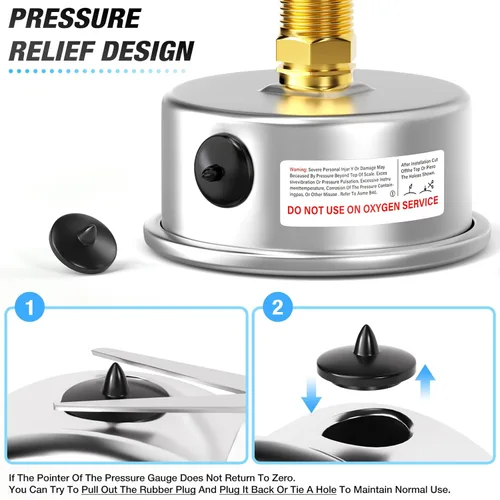 Vista 298 de MEANLIN MEASURE - Vacuómetro de presión de vacío de acero inoxidable, esfera con cara de 2.5 pulgadas, NPT de 1/8 de pulgada, montaje trasero