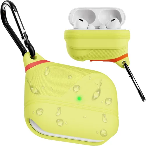 Vista 18 de Funda para AirPods Pro, funda de silicona impermeable para 2ª generación Protección impermeable Portátil para USB-C/inalámbrico Antipérdida