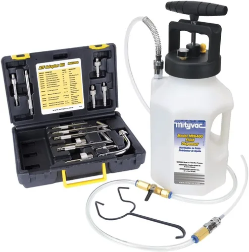 Vista 13 de Mityvac MV6400 Sistema dispensador de líquido para llenar o rellenar fluidos, reservorio de 1.2 galones, bomba manual, manómetro y válvula