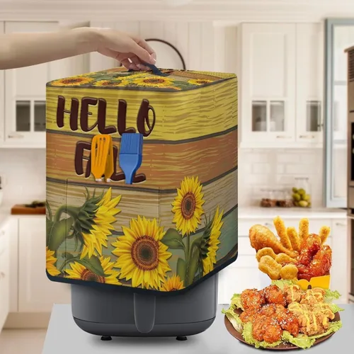 Vista 4 de ZOUTAIRONG Funda para freidora de aire de girasol de otoño para el hogar, accesorios de decoración de cocina, fundas para electrodomésticos pequeños