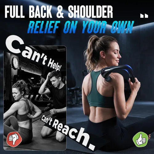 Vista 2 de FVZ Pistola de masaje con mango de extensión mejorado, pistola de masaje de 0.394 pulgadas de tejido profundo, masajeador de espalda