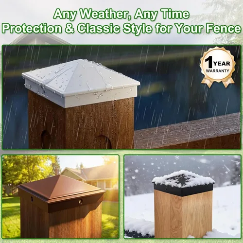 Vista 5 de Azdele True - Tapa de poste piramidal de aluminio resistente de 6 x 6 pulgadas, recubrimiento en polvo negro mate solo para postes de madera de 6 x