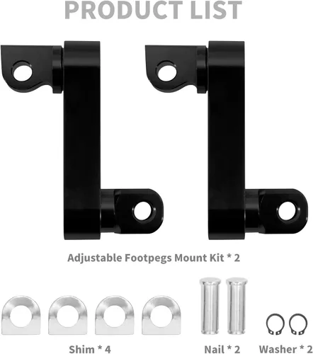 Vista 5 de Estriberas Ajustables para Carretera Clavijas de Montaje Masculino Soporte de Extensiones con Abrazadera Compatible con Harley Sportster Dyna