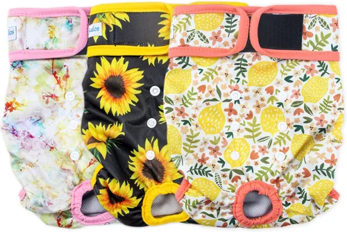 Vista 15 de Leekalos Pañales reutilizables lavables para perras, pañales para perras, altamente absorbentes, pañales ajustables para cachorros, pañales