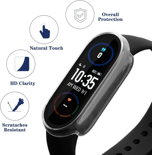 Vista 2 de [Paquete de 2] Funda con protector de pantalla de vidrio templado compatible con xiaomi Band 7, dureza 9H, 360°, funda protectora ultrafina de PC