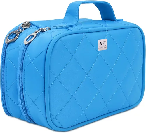 Vista 9 de NFI essentials Double Layer Cosmetic Storage Bag Make Up Organizer Makeup Case with Brush Compartment Travel Toiletry Makeup Kit case Pouch for