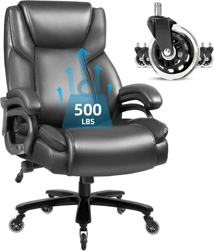 Vista 9 de VITESSE Silla de oficina grande y resistente de 600 libras con reposabrazos abatible, silla grande y alta con soporte lumbar ergonómico, silla