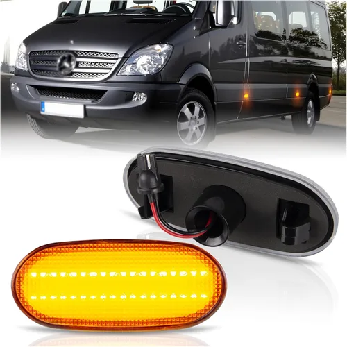POPMOTORZ Juego de 2 luces LED de señalización de giro lateral para VW C-rafter 2006-2018 | Mercedes Sprinter W906 2006-2018 (Lente transparente)