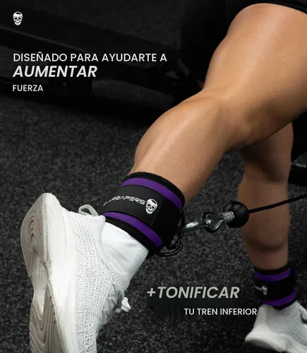 Vista 3 de Gymreapers Ankle Straps For Cable Machine Kickbacks, Glute Workouts, Lower Body Exercises - Adjustable Leg Straps with Neoprene Padding Negro