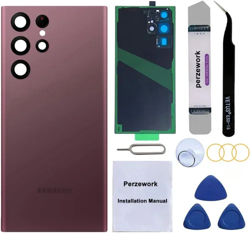 Reemplazo de cristal trasero trasero para Samsung Galaxy S22 Ultra 6.8 pulgadas 5G con kit de herramientas de reparación y adhesivo preinstalado