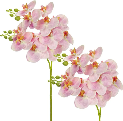 Vista 8 de Orquídeas azules de 30 pulgadas, flores artificiales de tacto real Phalaenopsis en aerosol, tallos de orquídeas artificiales falsas, arreglo alto