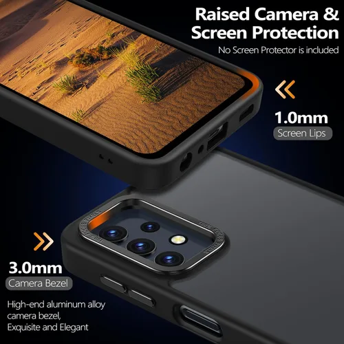 Vista 5 de Rayboen Funda para Samsung Galaxy A32 5G, translúcida esmerilada, tacto antiarañazos, parte trasera de policarbonato duro, borde de silicona suave