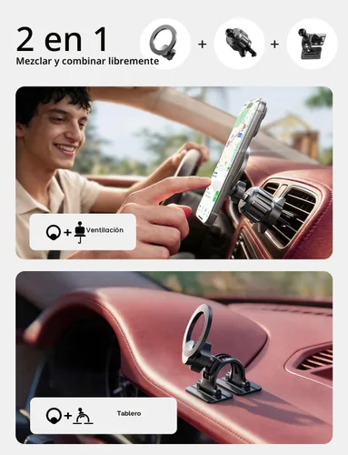 Vista 2 de LISEN Soporte magnético para teléfono MagSafe - Soporte magnético para teléfono de ventilación de coche 2026 para ventilación y tablero, accesorios