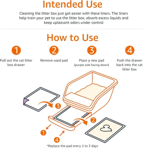 Vista 4 de Yaxa Basics Almohadillas para orines de gato, 20 unidades, ajuste universal para caja de arena, control de olores con aroma a limón, púrpura