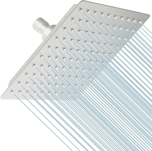 Vista 23 de BESy Cabezal de ducha de lluvia de 6 pulgadas, cabezal cuadrado de lluvia de 6 pulgadas y regadera de baño de acero inoxidable de alta presión
