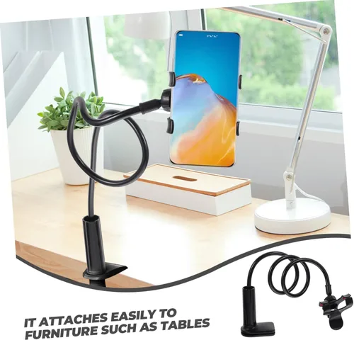 Vista 9 de Soporte para teléfono con clip, soporte para computadora portátil, multifuncional, ajustable, para teléfono celular, soporte para computadora