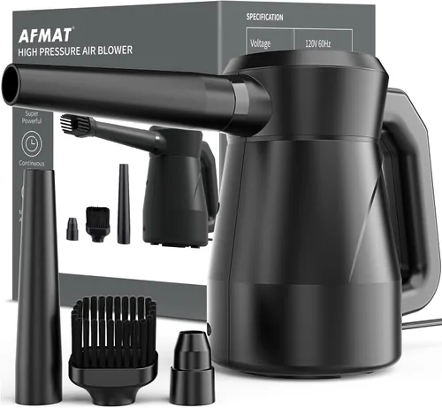 AFMAT Soplador de aire eléctrico, repuesto para latas de aire comprimido, herramientas de limpieza multiusos con cable de 9.8 pies para electrónica,