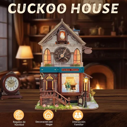 Vista 5 de SUNNINO Kit de casa de muñecas en miniatura, rompecabezas de madera 3D de Casa Cuco