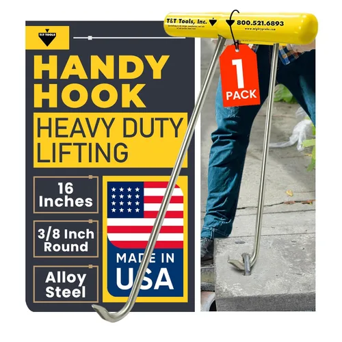 T&T Tools Handy Hook – Gancho de 16" de acero inoxidable para tapa de alcantarilla, extractor, extractor de pasador de espiga, herramienta