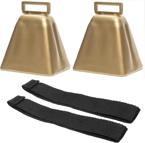 Vista 10 de Bevin Bells Cencerros de Larga Distancia 10LD (Negro) Hechos de Acero Generadores de Ruido Fuerte con Correa Negra Alrededor del Mango