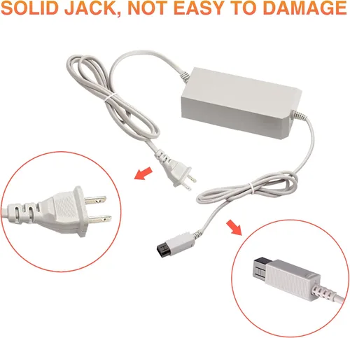 Vista 6 de Xahpower 3 in 1 Accessories Bundle Kits for Wii, AC Power Supply Adapter + Composite Audio Video Cable and Wired Infrared Ray Sensor Bar Compatible
