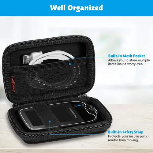 Vista 3 de MEDMAX Funda protectora rígida para Freestyle Libre 3 2 / Libre Reader, ligera, a prueba de golpes, funda de transporte para diabéticos con clip