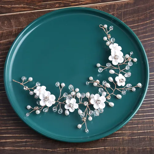 Vista 3 de Accesorios para el cabello de boda, accesorios para el cabello para novias y damas de honor, diadema de cristal de vid floral para novia