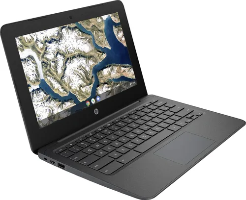 Vista 2 de HP Chromebook Principal, pantalla HD de 11.6 pulgadas (1366 x 768), procesador Intel Celeron N3350, 4GB LPDDR2, 32GB eMMC, Chrome OS, HD Graphics