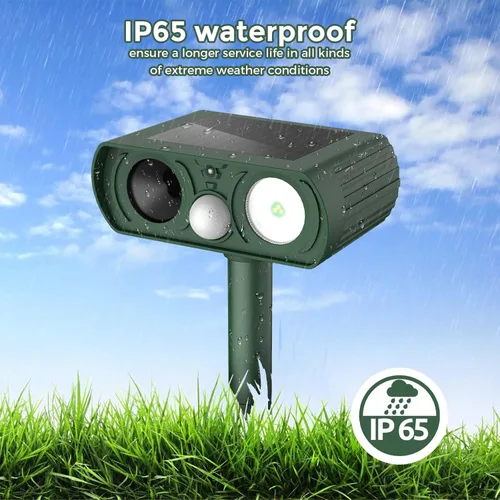 Vista 4 de Repelente solar ultrasónico de animales al aire libre, dispositivos repelentes de ciervos, ardilla, gato, mapache, conejo, perro, disuasorio