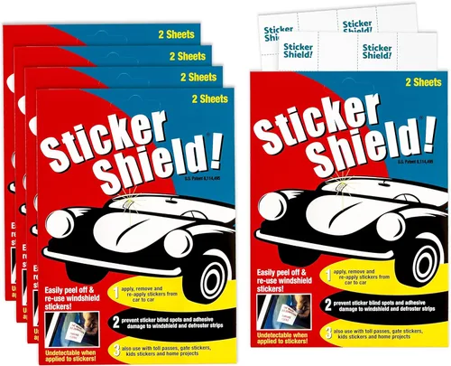 Vista 4 de STICKER SHIELD - Aplicador de calcomanías para parabrisas para una fácil aplicación, extracción y reaplicación de automóvil a automóvil - Hojas de 4