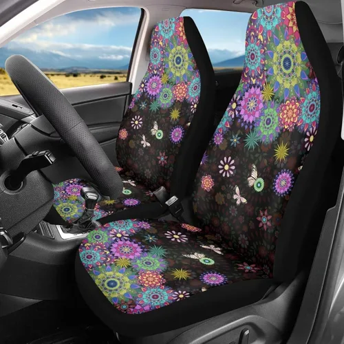 Vista 50 de Bulopur - Fundas abstractas de estilo bohemio con mandala para asientos de automóvil, juego de 2, fundas universales delgadas para asientos