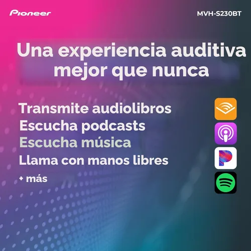 Vista 4 de Pioneer MVH-S230BT Receptor de medios digitales 1-DIN - Bluetooth, USB, salida de 50 W x 4, radio AM/FM, compatible con iPhone/Android, salida RCA