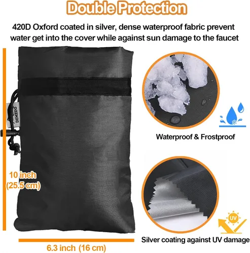 Vista 4 de Cubierta de Grifo al Aire Libre Ampliada para Protección contra Congelación en Invierno, Thinsulate de 3M, 10”H x 6.3”W Fundas para Aspersores