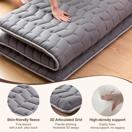 Vista 6 de Colchón de piso japonés de espuma premium Futón de tamaño completo 54"x 80", colchón de piso 100% de espuma de alta densidad cómodo, almohadilla