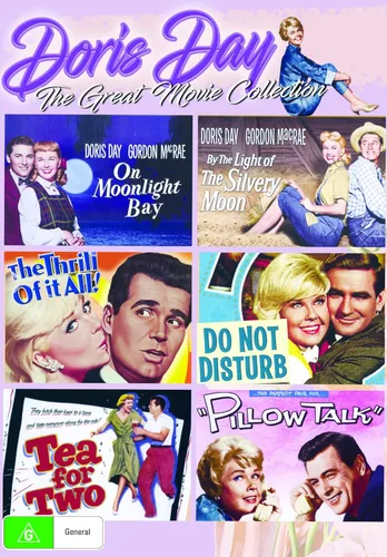 6 Movies - Doris Day Collection - On Moonlight Bay By the Light of the Silvery Moon The Thrill of it All Do Not Disturb Tea For Two Pillow Talk