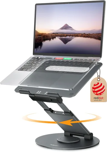 Nulaxy Soporte telescópico giratorio de 360 grados para laptop, altura ajustable, diseño de extracción giratoria, elevador ergonómico para Gris-A