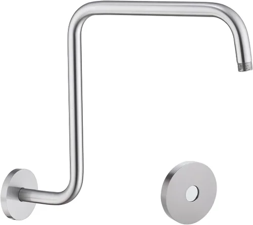 Vista 14 de Brazo de ducha de cuello de cisne de 13 pulgadas, extensión de cabezal de ducha dorado con brida única, conexión estándar de 1/2 pulgada