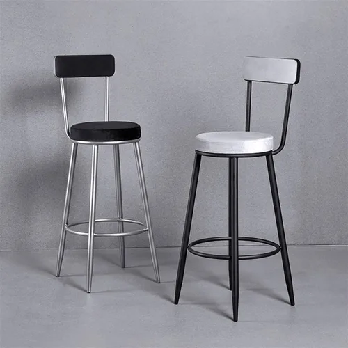 Vista 6 de Taburetes de bar altos, silla de bar creativa, estilo industrial simple con respaldo, taburete alto para el hogar, cocina, restaurante, cafetería