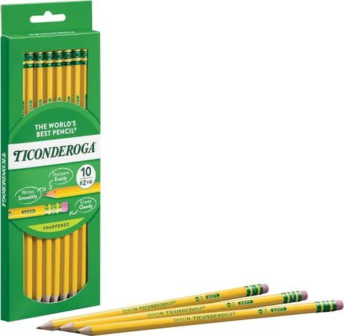 Vista 4 de Ticonderoga. - Lápices de grafito #2 HB blando, pre afilados, color amarillo.