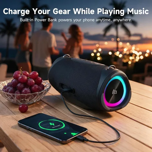 Vista 7 de TAZATA Altavoces Bluetooth inalámbricos para exteriores, sonido fuerte de MAX-negro