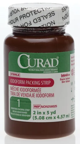 CURAD Tiras de embalaje de gasa yodoforme estéril, 2 pulgadas x 5 yardas, esenciales para el cuidado de heridas, paquete de 12