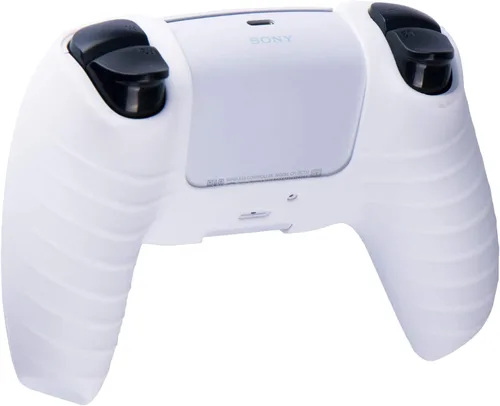 Vista 3 de 1 funda protectora de silicona con puntos tachonados + 6 tapas analógicas para PS5 Dualsense Controller, color blanco