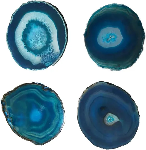 Vista 7 de Posavasos de ágata natural en rebanadas con protector de goma, juego de 4 unidades, Natural