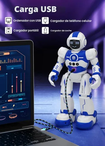 Vista 4 de Juguetes robot para niños, control remoto programable, inteligente, para caminar, bailar, robot con gesto y detección para niños de 4, 5, 6, 7, 8
