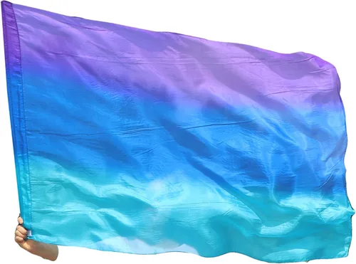 Vista 15 de Winged Sirenny Banderas flexibles de alabanza porfética de adoración de danza, serpentina rectangular de 50 pulgadas (luna azul)