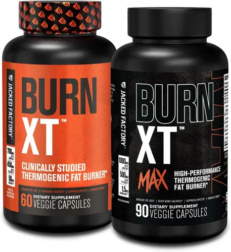 Jacked Factory Quemador de grasa y suplemento para pérdida de peso clínicamente estudiado (60 cápsulas) y quemador de grasa de alto rendimiento Burn