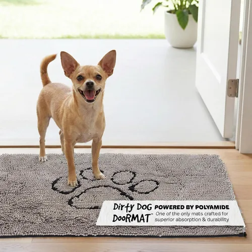 Vista 12 de Dog Gone Smart Dirty Dog Doormat - Tapete de secado rápido con respaldo súper adherente para pisos limpios - Tapete súper absorbente y lavable a